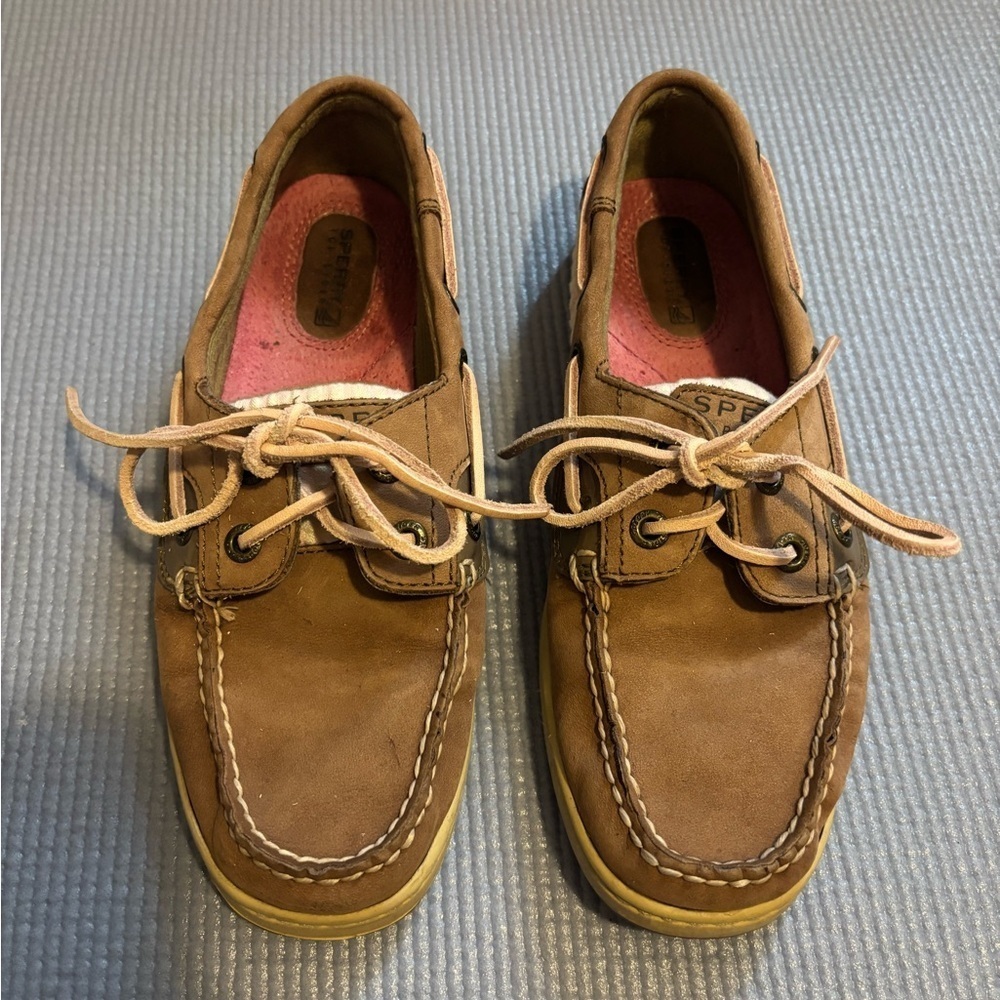 Brown and Pink Sperry Boat Shoes - Picture 2 of 4
